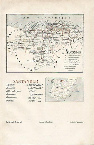 LAMINA ESPASA 19423: Mapa de Cantabria