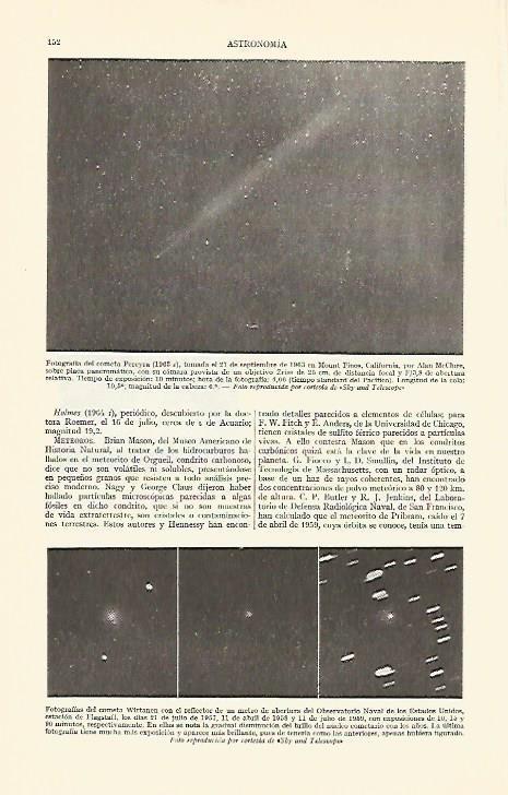 LAMINA ESPASA 20796: Fotografia del cometa Pereyra de 1963