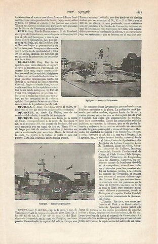 LAMINA ESPASA 20827: Muelle y avenida de Iquique Chile