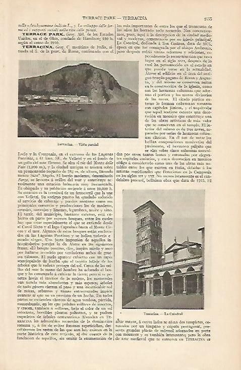 LAMINA ESPASA 2779: Vistas de Terracina Italia