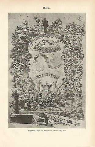 LAMINA ESPASA 6569: Composicion caligrafica de Juan Ribera y Prat