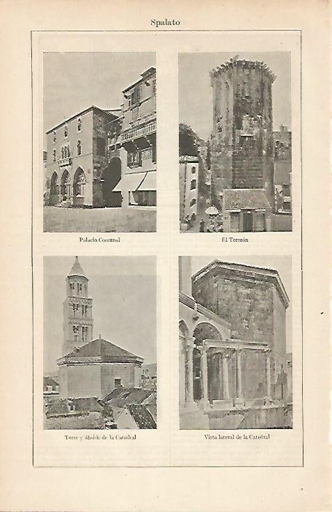 LAMINA ESPASA 7446: Vistas de Spalato o Split Croacia
