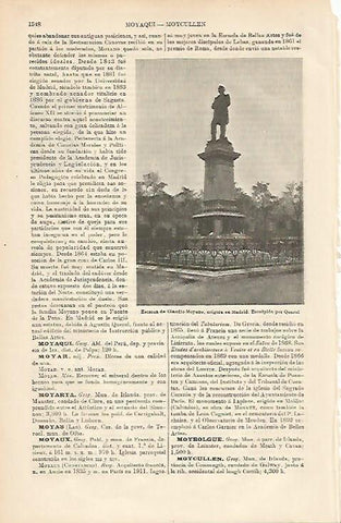 LAMINA ESPASA 8860: Estatua de Claudio Moyano en Madrid