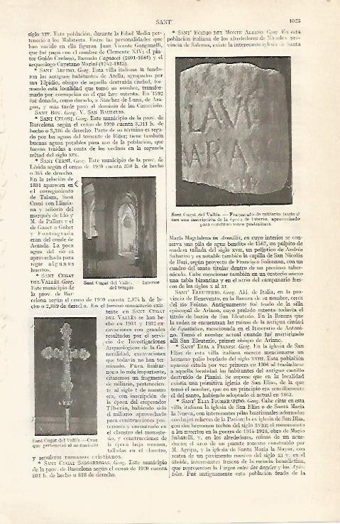 LAMINA ESPASA 14077: Miliario de Sant Cugat del Valles Barcelona
