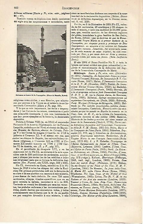 LAMINA ESPASA 14513: Columna de la Concepcion en Roma