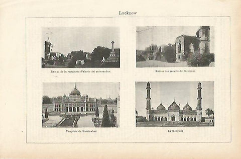 LAMINA ESPASA 1823: Vistas de Lucknow India