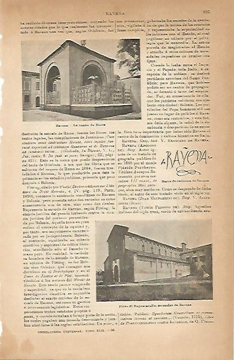 LAMINA ESPASA 5081: La tumba de Dante en Ravena Italia