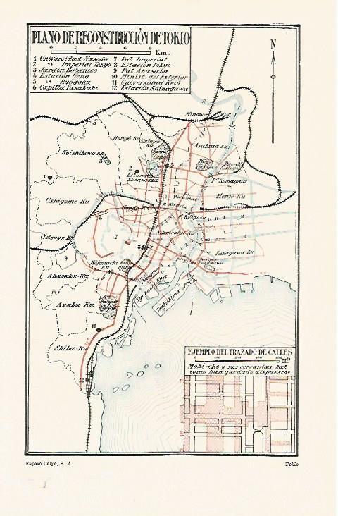 LAMINA ESPASA 1262: Plano de reconstruccion de Tokio