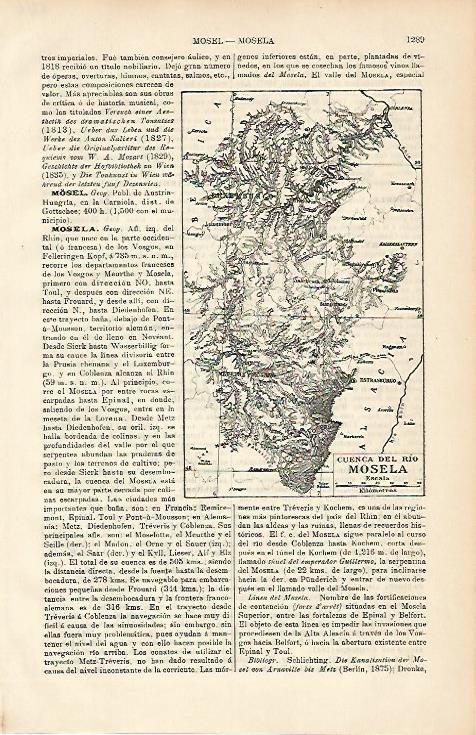 LAMINA ESPASA 8816: Mapa de la cuenca del rio Mosela