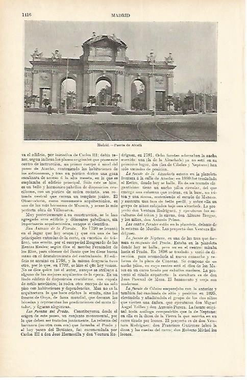 LAMINA ESPASA 1715: Puerta de Alcala Madrid