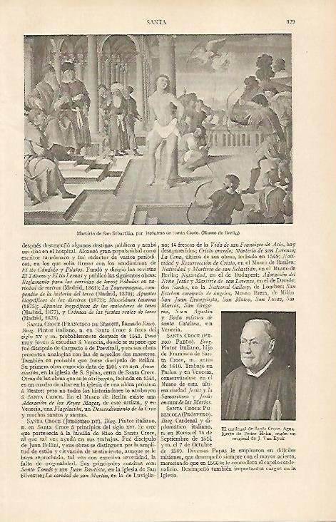 LAMINA ESPASA 19420: Martirio de San Sebastian por Santa Croce