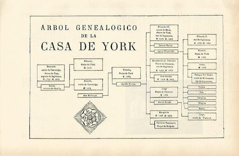 LAMINA ESPASA 1640: Arbol genealogico de la Casa de York