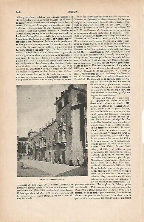 LAMINA ESPASA 11907: La Casa del Cordon en Burgos