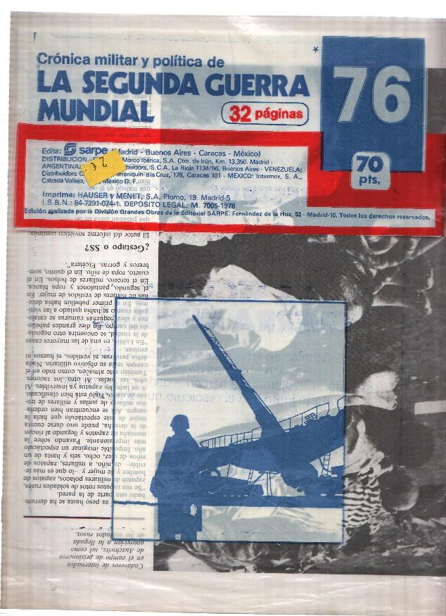 Fasciculo: Cronica Militar y Politica de LA SEGUNDA GUERRA MUNDIAL: Numero 076 (Sarpe 1978)
