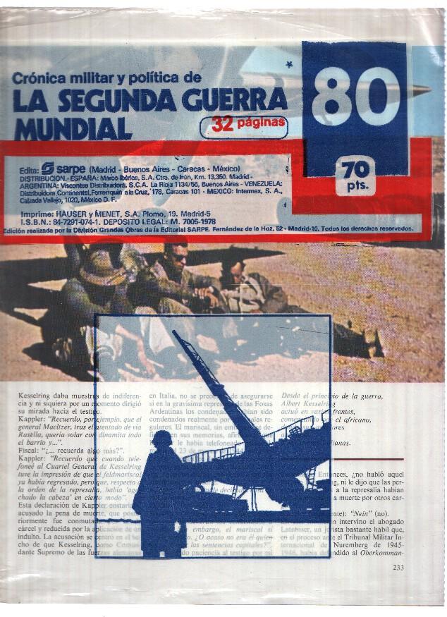 Fasciculo: Cronica Militar y Politica de LA SEGUNDA GUERRA MUNDIAL: Numero 080 (Sarpe 1978)