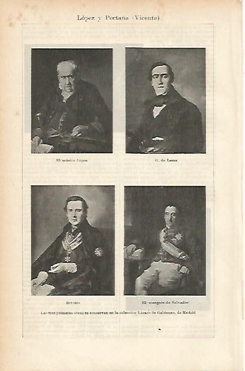 LAMINA ESPASA 1880: Retratos pintados por Lopez y Portaña