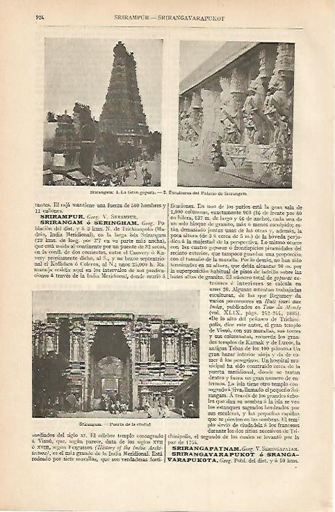 LAMINA ESPASA 7422: Vistas de Sriragam India