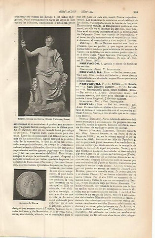 LAMINA ESPASA 9405: Estatua y moneda de Nerva