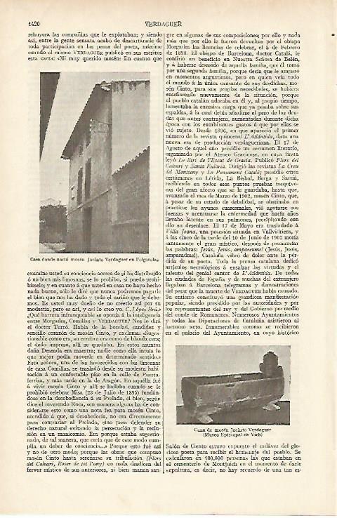LAMINA ESPASA 6063: Casa natal de Verdaguer en Folgueroles Barcelona