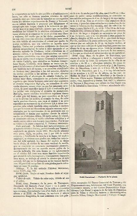 LAMINA ESPASA 19313: Iglesia de Rubi Barcelona