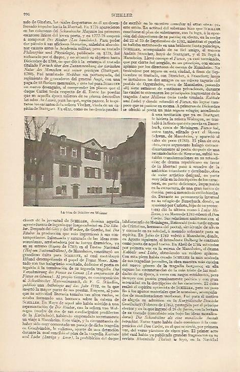 LAMINA ESPASA 19612: Casa de Schiller en Weimar