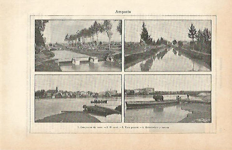 LAMINA ESPASA 5535: Vistas de Amposta Tarragona