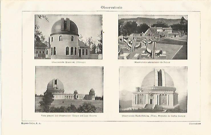 LAMINA ESPASA 21259: Observatorio de Chicago Jaipur Yerkes y Niza