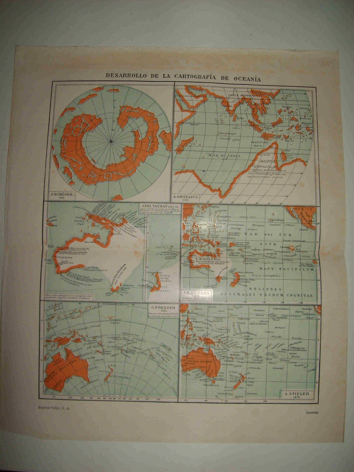 LAMINA ESPASA 21276: Desarrollo de la cartografia en Oceania