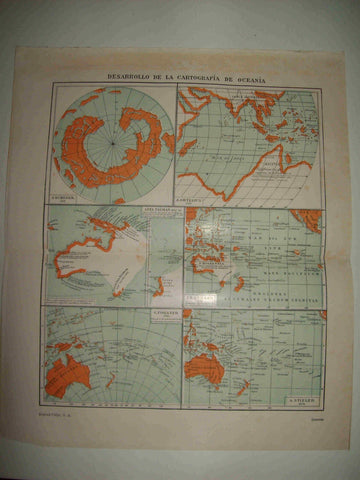 LAMINA ESPASA 21276: Desarrollo de la cartografia en Oceania