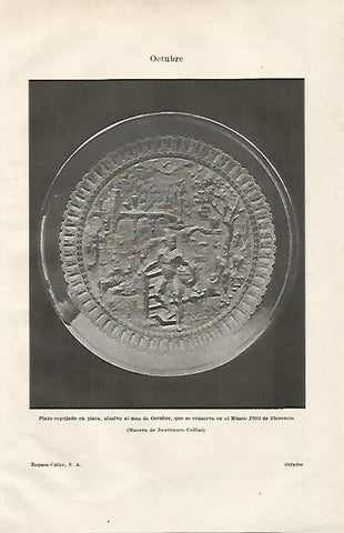 LAMINA ESPASA 21307: Plato representando al mes de octubre de la Galeria Pitti