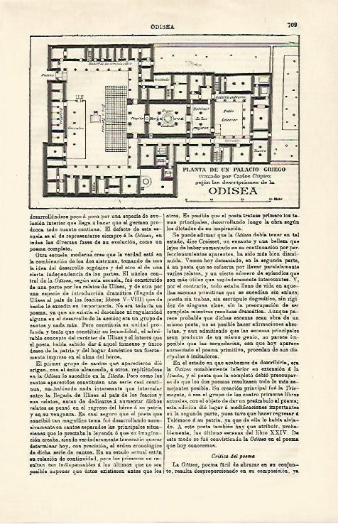 LAMINA ESPASA 21320: Planta de palacio griego segun la Odisea
