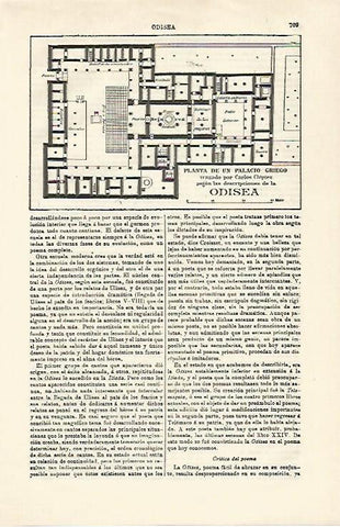 LAMINA ESPASA 21320: Planta de palacio griego segun la Odisea
