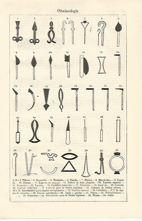 LAMINA ESPASA 21332: Utensilios de oftalmologia