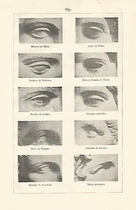 LAMINA ESPASA 21348: Ojos de diferentes esculturas de Grecia y Roma