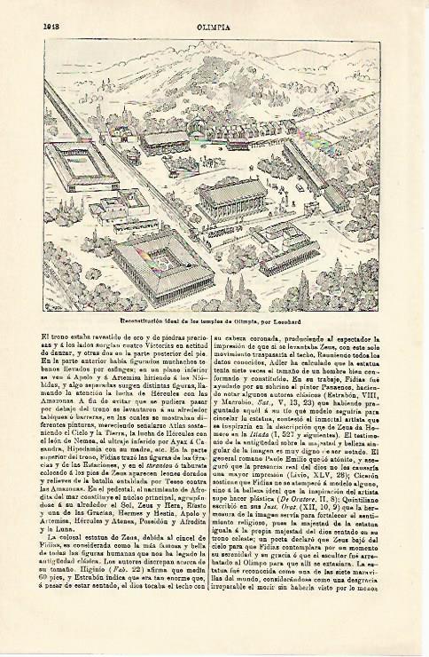 LAMINA ESPASA 21362: Reconstruccion ideal de los templos de Olimpia
