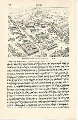 LAMINA ESPASA 21362: Reconstruccion ideal de los templos de Olimpia