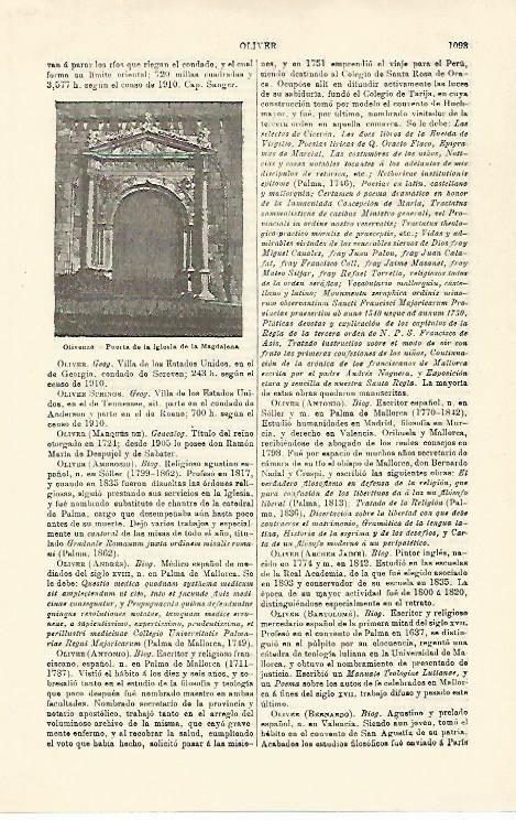 LAMINA ESPASA 21374: Puerta de la iglesia de Olivenza