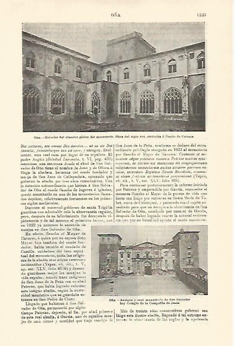 LAMINA ESPASA 21410: Claustro del monasterio de OñaBurgos