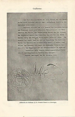 LAMINA ESPASA 21494: Abdicacion de Guillermo II de Alemania