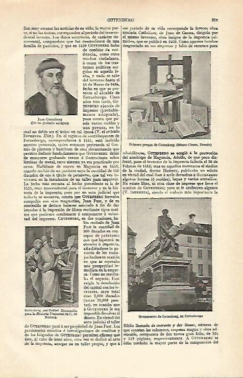 LAMINA ESPASA 21513: Primera prensa de Gutenberg