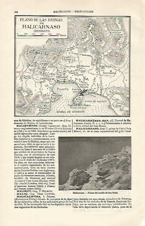 LAMINA ESPASA 21549: Plano de las ruinas de Halicarnaso