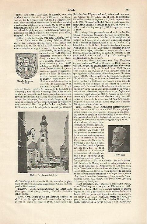 LAMINA ESPASA 21554: Escudo y plaza de Hall Alemania