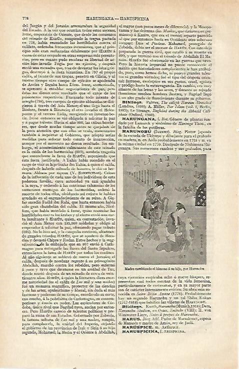 LAMINA ESPASA 21583: Madre cambiando el kimono a su hijo por Harunobu