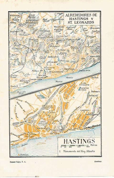 LAMINA ESPASA 21587: Mapa de los alrededores de Hastings