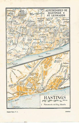 LAMINA ESPASA 21587: Mapa de los alrededores de Hastings