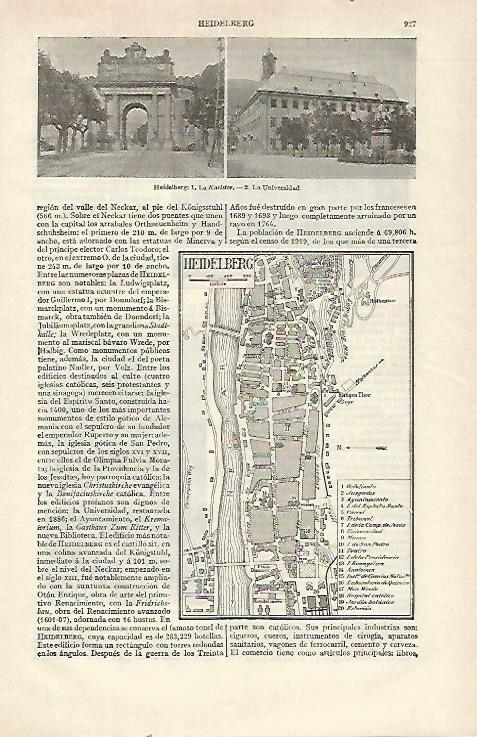 LAMINA ESPASA 21608: Plano de Heildelberg Alemania