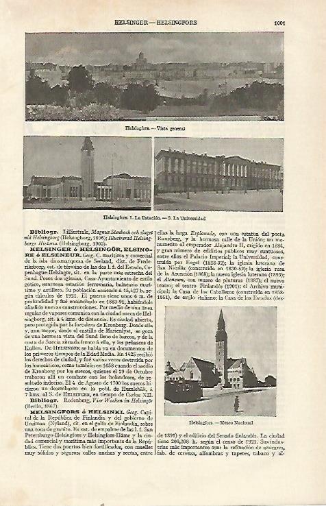 LAMINA ESPASA 21621: Vistas de Helsingfors Finlandia
