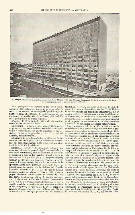 LAMINA ESPASA 21669: El Mutual Life and Citizens Assurance Co en Sydney