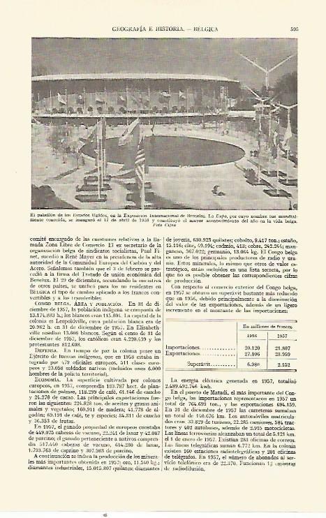 LAMINA ESPASA 21674: Pabellon de Estados Unidos en la Exposicion Universal de Bruselas