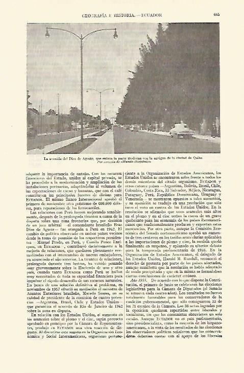 LAMINA ESPASA 21697: Avenida diez de Agosto en Quito Ecuador